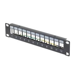 NavePoint 10 Inch Wide 12-Port Modular Patch Panel, 1U Black