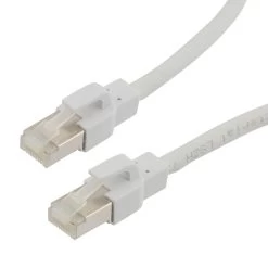 Category 6a 10 Gbps Ethernet Antibacterial Antimicrobial Cable Assembly, RJ45 Male/Plug, S/FTP, CM LSZH, 26 AWG, ANTIBACTERIAL LSZH, White, 5 FT
