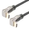 NavePoint HDMI 2.0 Male To Male Braided Cable, PVC With Nylon, Black, Zinc Alloy Shell, Supports 4K @ 60Hz, Right Angle Up To Right Angle Up, 1M