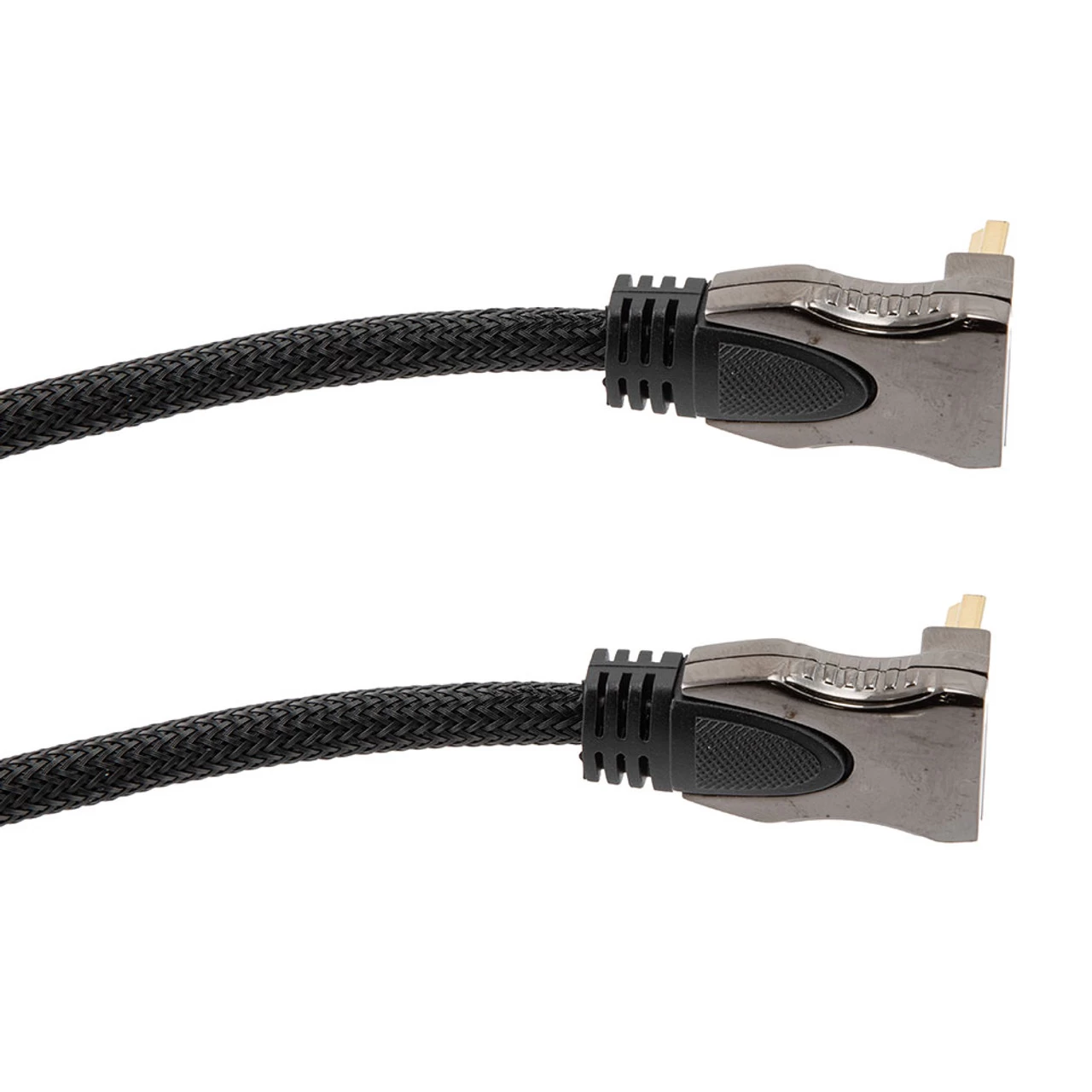 NavePoint HDMI 2.0 Male To Male Braided Cable, PVC With Nylon, Black, Zinc Alloy Shell, Supports 4K @ 60Hz, Right Angle Up To Right Angle Up, 1M 4 NavePoint HDMI 2.0 Male To Male Braided Cable, PVC With Nylon, Black, Zinc Alloy Shell, Supports 4K @ 60Hz, Right Angle Up To Right Angle Up, 1M - Image 2