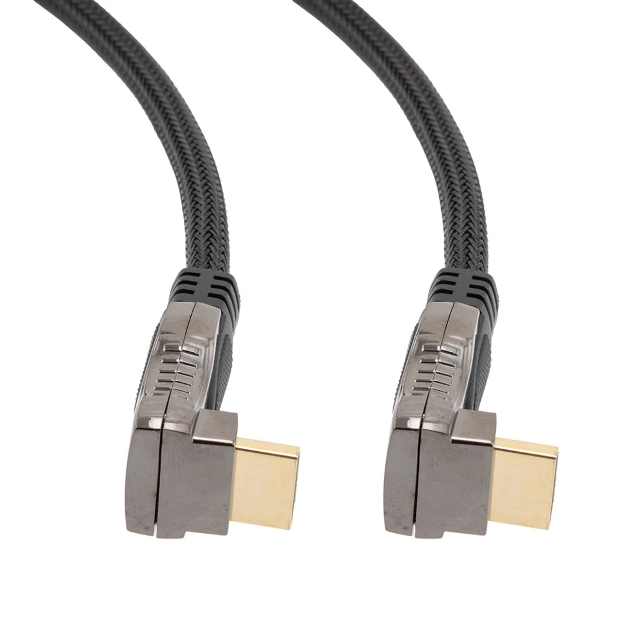 NavePoint HDMI 2.0 Male To Male Braided Cable, PVC With Nylon, Black, Zinc Alloy Shell, Supports 4K @ 60Hz, Right Angle Up To Right Angle Up, 1M 5 NavePoint HDMI 2.0 Male To Male Braided Cable, PVC With Nylon, Black, Zinc Alloy Shell, Supports 4K @ 60Hz, Right Angle Up To Right Angle Up, 1M - Image 3