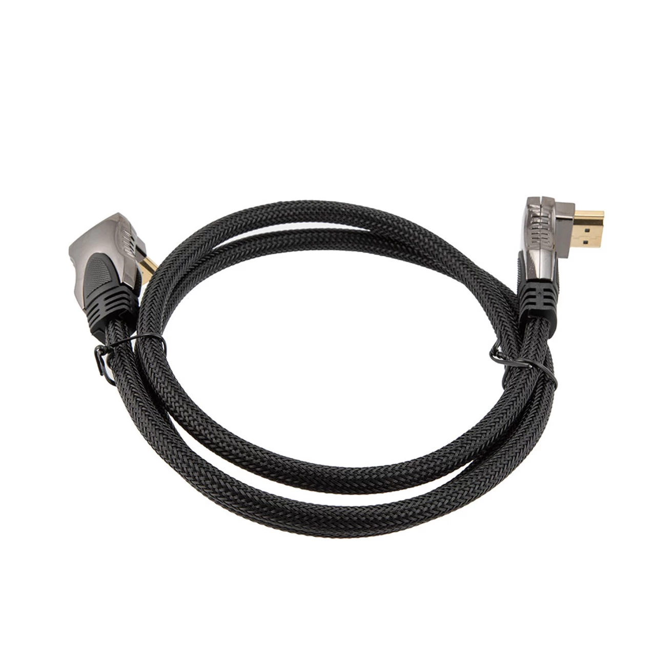 NavePoint HDMI 2.0 Male To Male Braided Cable, PVC With Nylon, Black, Zinc Alloy Shell, Supports 4K @ 60Hz, Right Angle Up To Right Angle Up, 1M 7 NavePoint HDMI 2.0 Male To Male Braided Cable, PVC With Nylon, Black, Zinc Alloy Shell, Supports 4K @ 60Hz, Right Angle Up To Right Angle Up, 1M - Image 5
