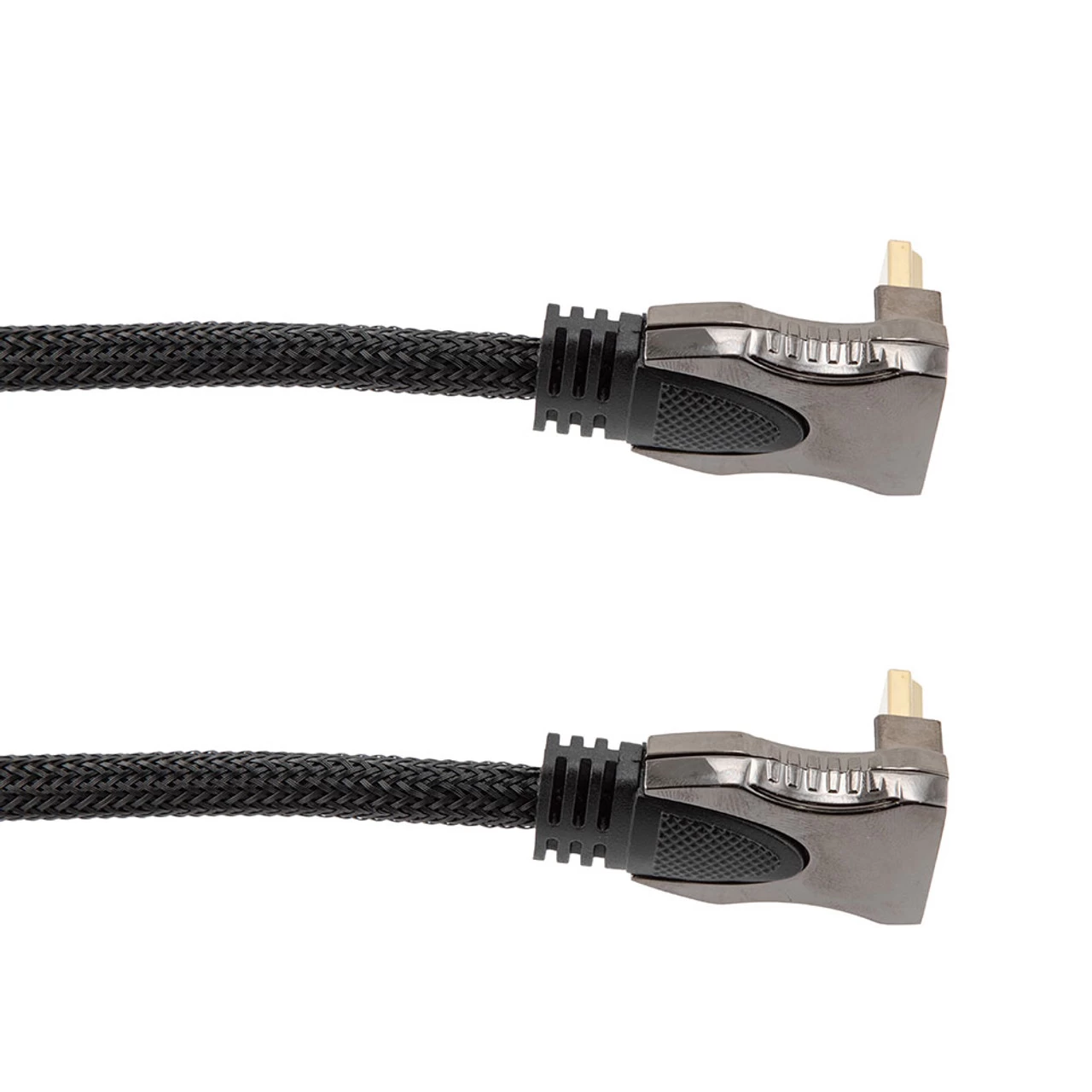 NavePoint HDMI 2.0 Male To Male Braided Cable, PVC With Nylon, Black, Zinc Alloy Shell, Supports 4K @ 60Hz, Right Angle Down To Right Angle Down, 3M 4 NavePoint HDMI 2.0 Male To Male Braided Cable, PVC With Nylon, Black, Zinc Alloy Shell, Supports 4K @ 60Hz, Right Angle Down To Right Angle Down, 3M - Image 2