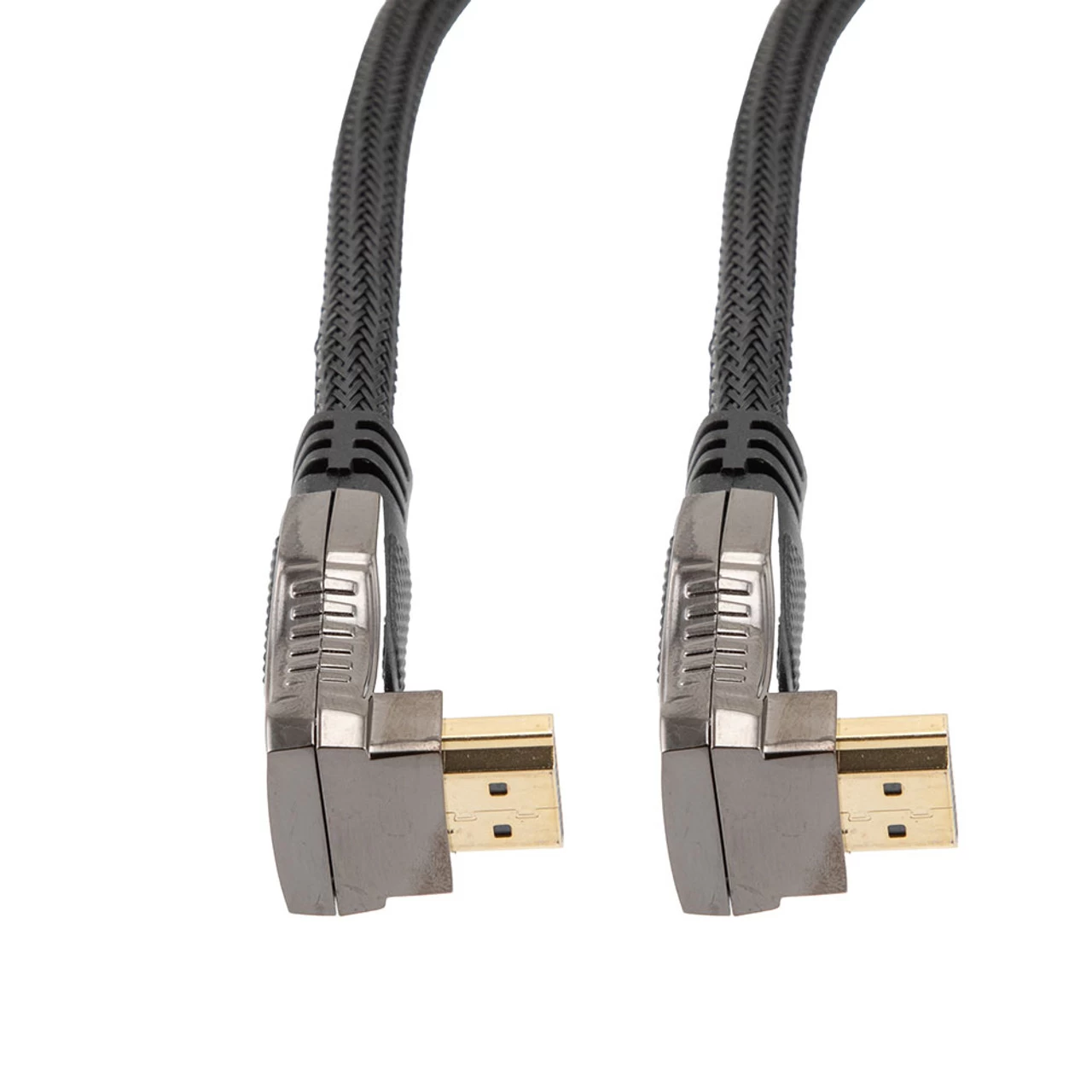 NavePoint HDMI 2.0 Male To Male Braided Cable, PVC With Nylon, Black, Zinc Alloy Shell, Supports 4K @ 60Hz, Right Angle Down To Right Angle Down, 3M 5 NavePoint HDMI 2.0 Male To Male Braided Cable, PVC With Nylon, Black, Zinc Alloy Shell, Supports 4K @ 60Hz, Right Angle Down To Right Angle Down, 3M - Image 3