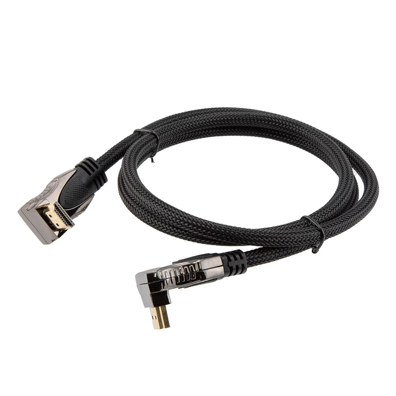 NavePoint HDMI 2.0 Male To Male Braided Cable, PVC With Nylon, Black, Zinc Alloy Shell, Supports 4K @ 60Hz, Right Angle Down To Right Angle Down, 3M 6 NavePoint HDMI 2.0 Male To Male Braided Cable, PVC With Nylon, Black, Zinc Alloy Shell, Supports 4K @ 60Hz, Right Angle Down To Right Angle Down, 3M - Image 4
