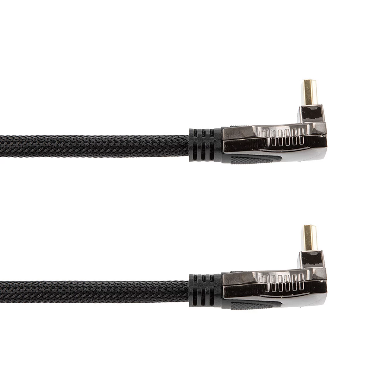 NavePoint HDMI 2.0 Male To Male Braided Cable, PVC With Nylon, Black, Zinc Alloy Shell, Supports 4K @ 60Hz, Right Angle Up To Right Angle Down, 3M 4 NavePoint HDMI 2.0 Male To Male Braided Cable, PVC With Nylon, Black, Zinc Alloy Shell, Supports 4K @ 60Hz, Right Angle Up To Right Angle Down, 3M - Image 2