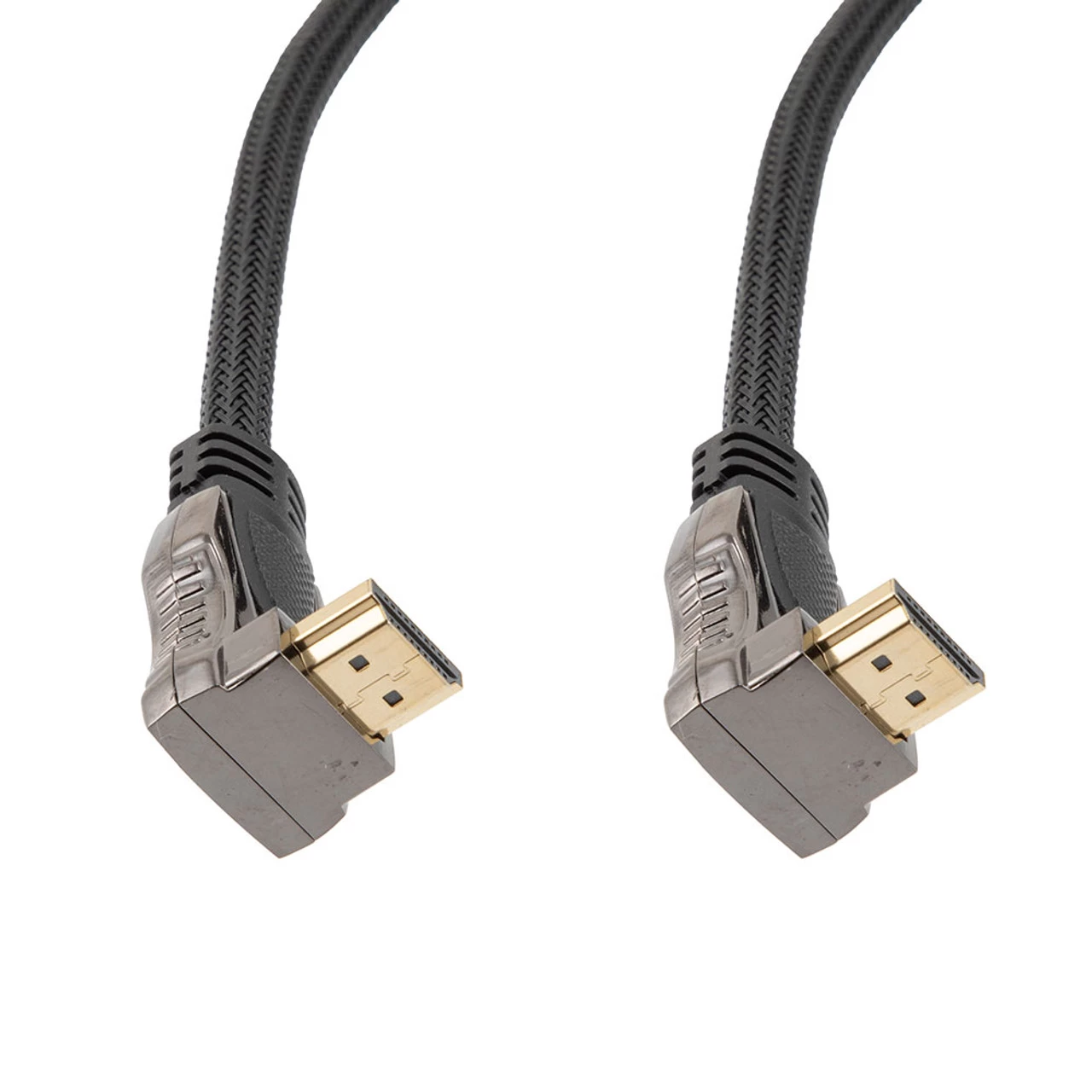 NavePoint HDMI 2.0 Male To Male Braided Cable, PVC With Nylon, Black, Zinc Alloy Shell, Supports 4K @ 60Hz, Right Angle Up To Right Angle Down, 3M 5 NavePoint HDMI 2.0 Male To Male Braided Cable, PVC With Nylon, Black, Zinc Alloy Shell, Supports 4K @ 60Hz, Right Angle Up To Right Angle Down, 3M - Image 3