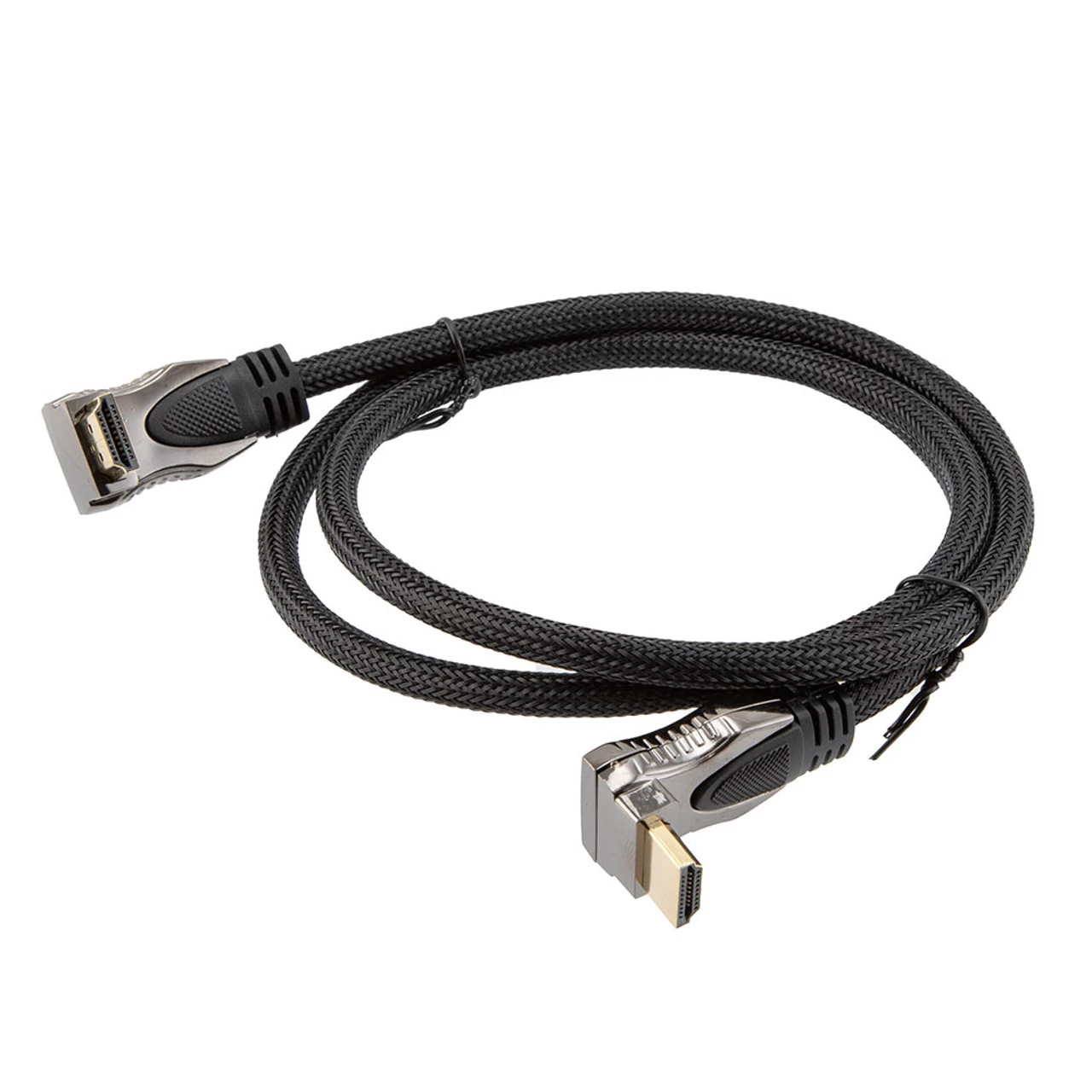 NavePoint HDMI 2.0 Male To Male Braided Cable, PVC With Nylon, Black, Zinc Alloy Shell, Supports 4K @ 60Hz, Right Angle Up To Right Angle Down, 3M 6 NavePoint HDMI 2.0 Male To Male Braided Cable, PVC With Nylon, Black, Zinc Alloy Shell, Supports 4K @ 60Hz, Right Angle Up To Right Angle Down, 3M - Image 4