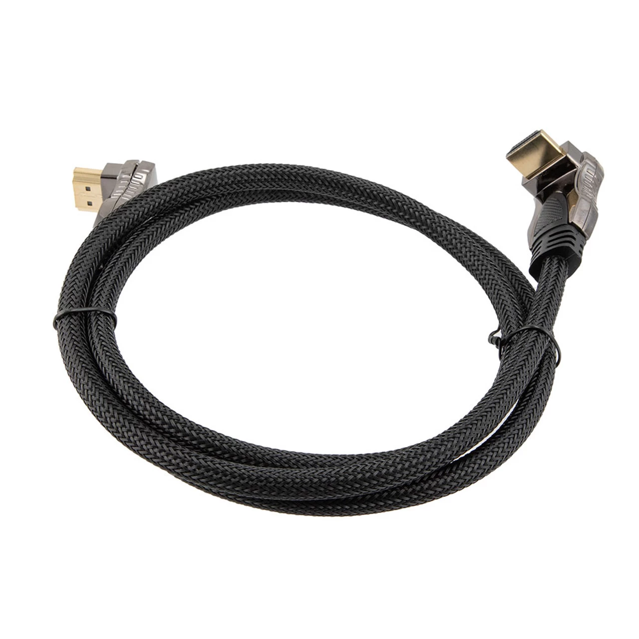 NavePoint HDMI 2.0 Male To Male Braided Cable, PVC With Nylon, Black, Zinc Alloy Shell, Supports 4K @ 60Hz, Right Angle Up To Right Angle Down, 3M 7 NavePoint HDMI 2.0 Male To Male Braided Cable, PVC With Nylon, Black, Zinc Alloy Shell, Supports 4K @ 60Hz, Right Angle Up To Right Angle Down, 3M - Image 5