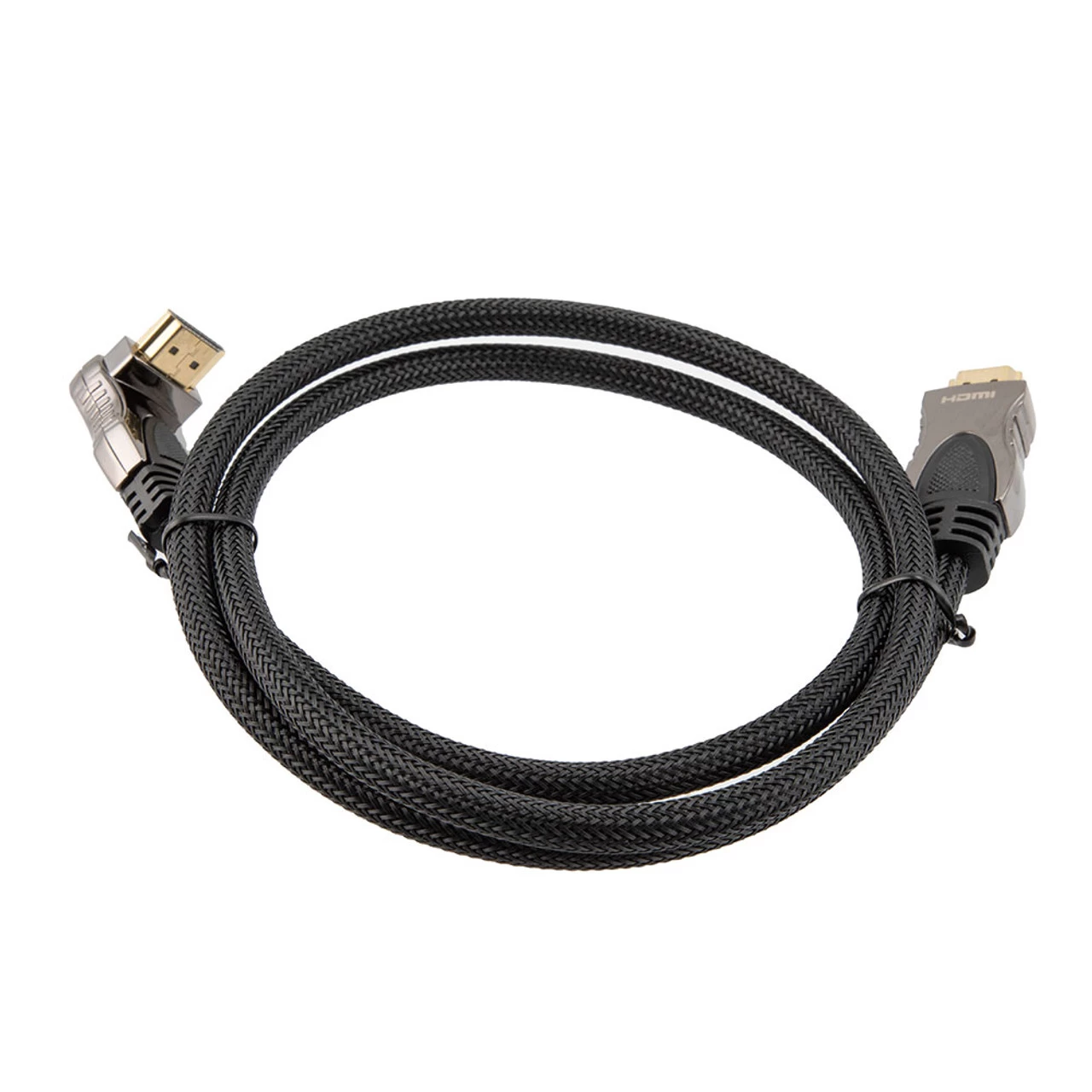 NavePoint HDMI 2.0 Male To Male Braided Cable, PVC With Nylon, Black, Zinc Alloy Shell, Supports 4K @ 60Hz, Right Angle Straight To Right Angle Up, 1M 7 NavePoint HDMI 2.0 Male To Male Braided Cable, PVC With Nylon, Black, Zinc Alloy Shell, Supports 4K @ 60Hz, Right Angle Straight To Right Angle Up, 1M - Image 5