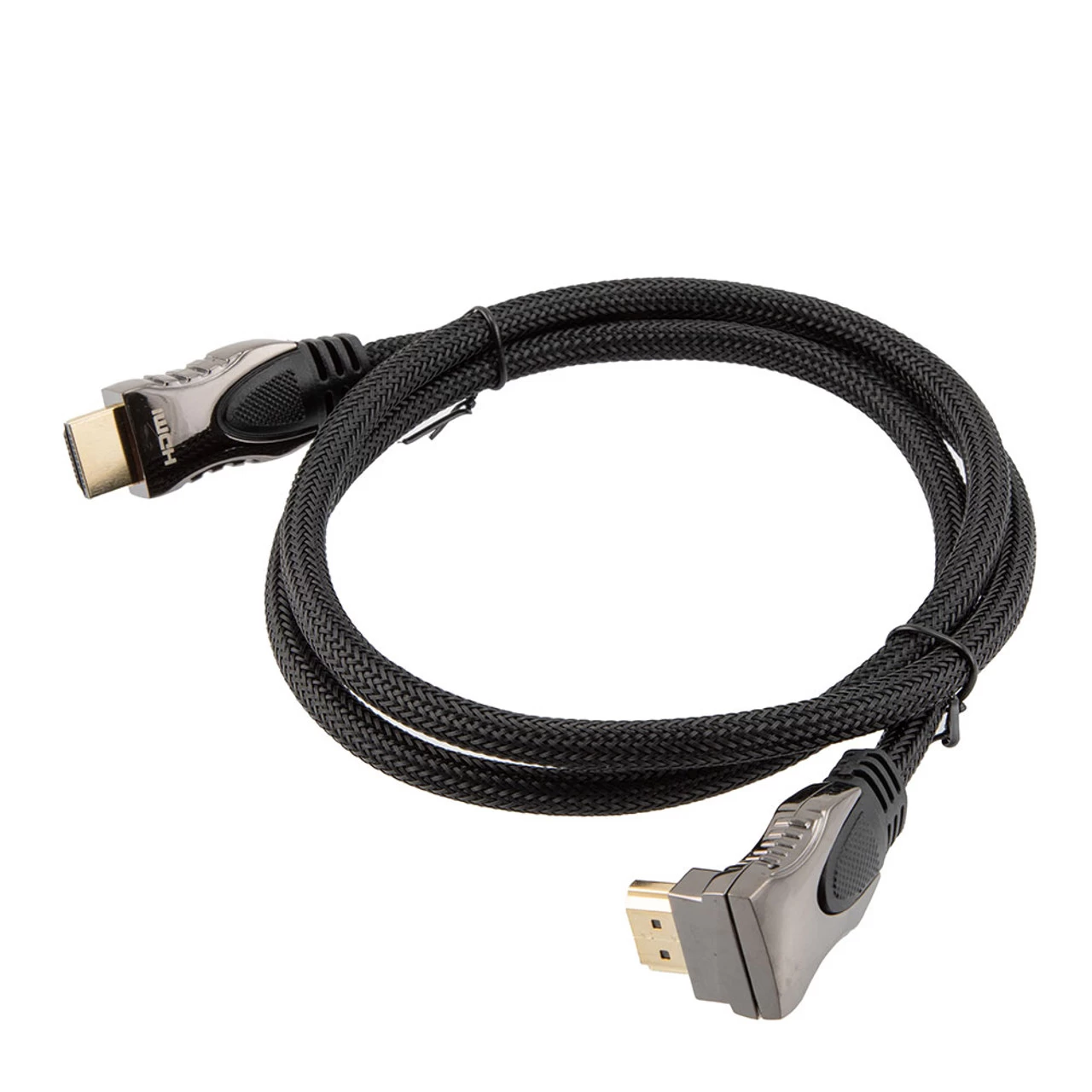NavePoint HDMI 2.0 Male To Male Braided Cable, PVC With Nylon, Black, Zinc Alloy Shell, Supports 4K @ 60Hz, Right Angle Straight To Right Angle Down, 3M 6 NavePoint HDMI 2.0 Male To Male Braided Cable, PVC With Nylon, Black, Zinc Alloy Shell, Supports 4K @ 60Hz, Right Angle Straight To Right Angle Down, 3M - Image 4