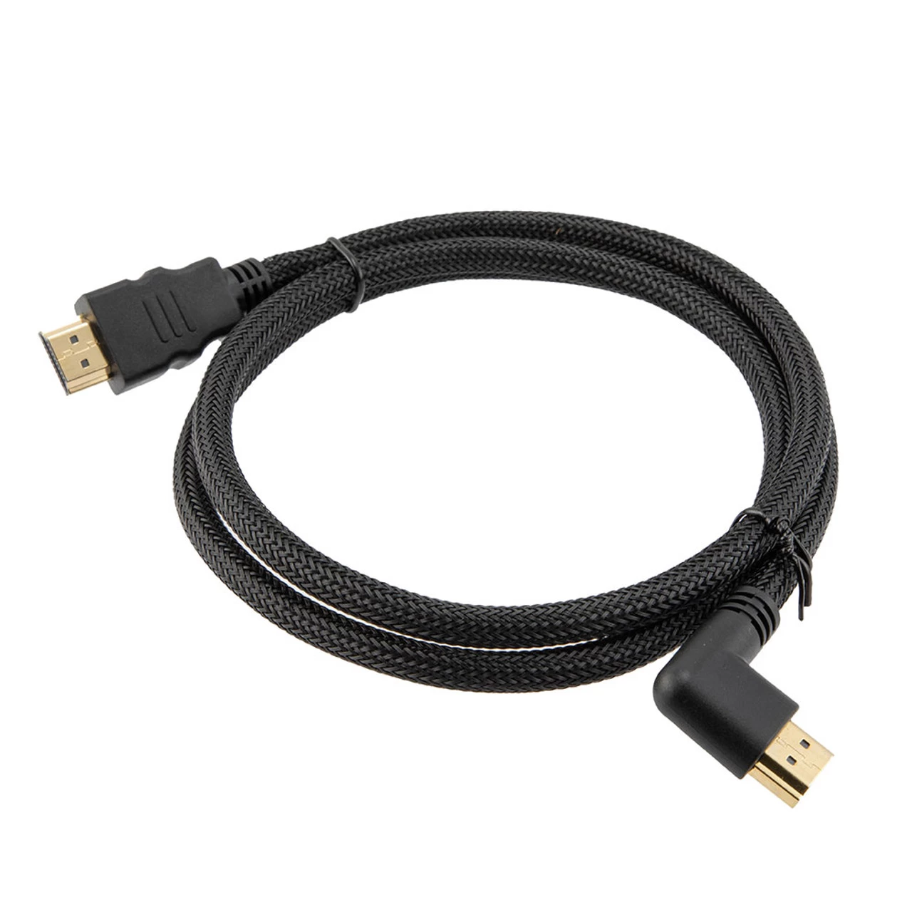 NavePoint HDMI 2.0 Male To Male Braided Cable, PVC With Nylon, Black, PVC Shell, Supports 4K @ 60Hz, Left Angle To Left Angle, 1M 6 NavePoint HDMI 2.0 Male To Male Braided Cable, PVC With Nylon, Black, PVC Shell, Supports 4K @ 60Hz, Left Angle To Left Angle, 1M - Image 4