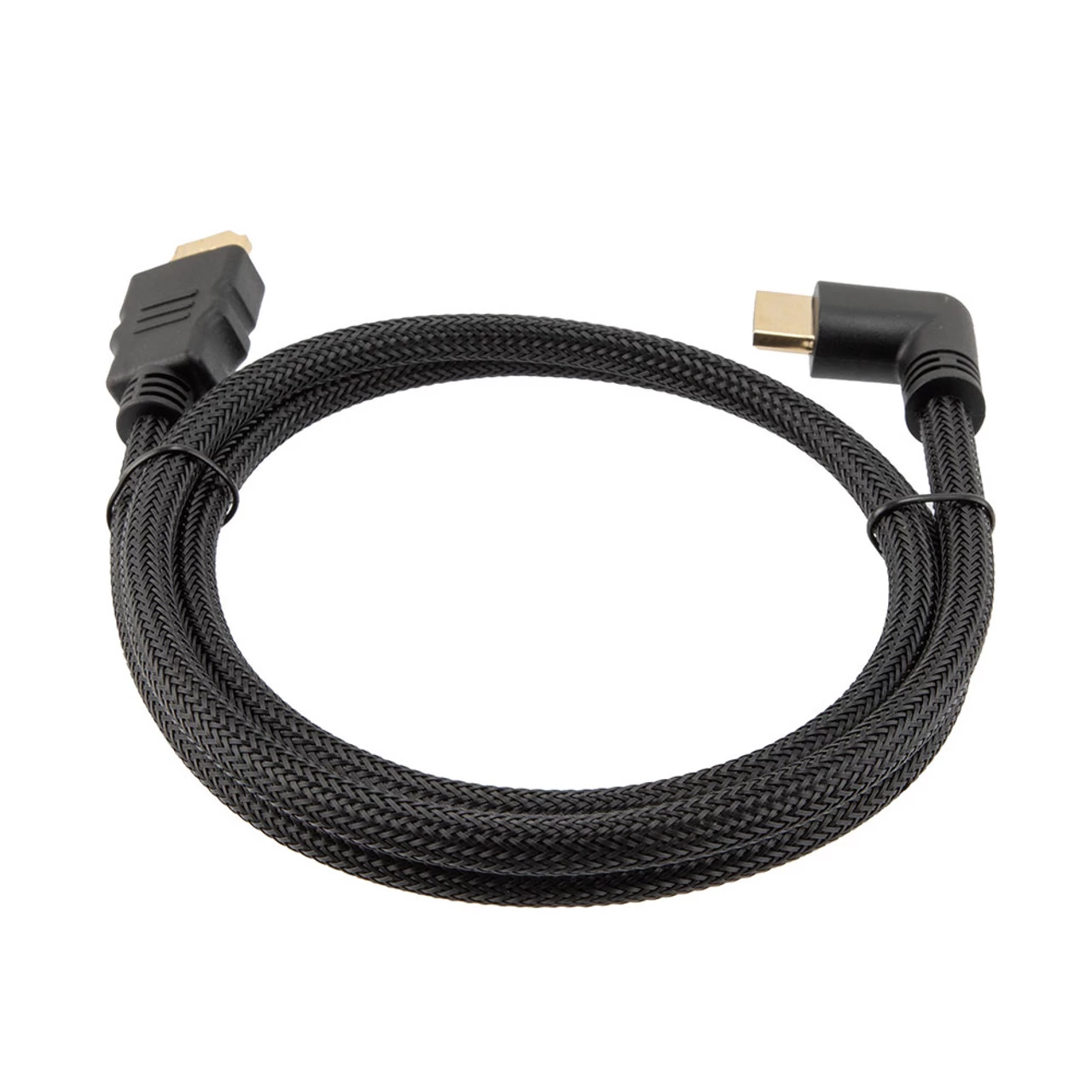 NavePoint HDMI 2.0 Male To Male Braided Cable, PVC With Nylon, Black, PVC Shell, Supports 4K @ 60Hz, Right Angle, 3M 7 NavePoint HDMI 2.0 Male To Male Braided Cable, PVC With Nylon, Black, PVC Shell, Supports 4K @ 60Hz, Right Angle, 3M - Image 5