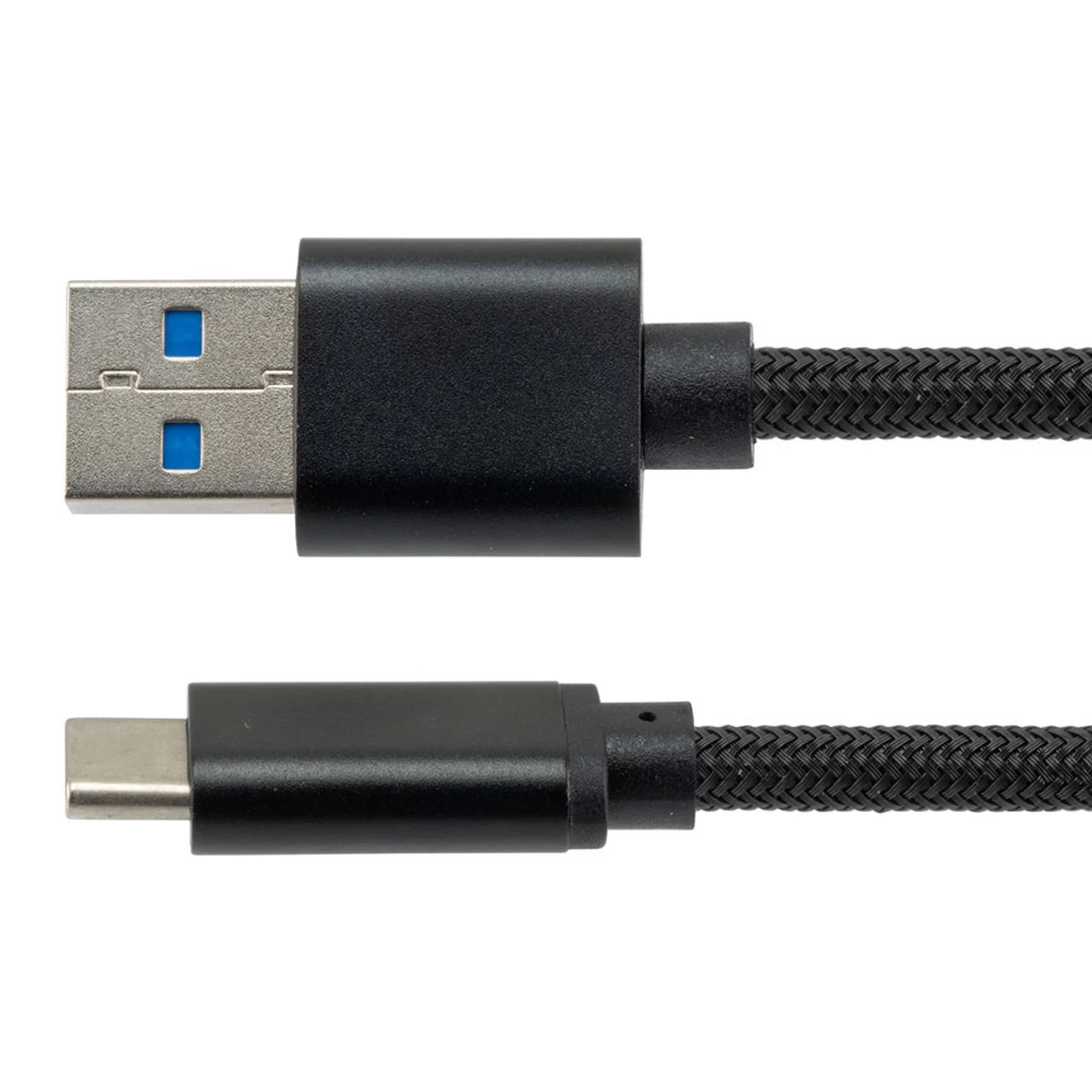 NavePoint USB A 3.0 Male To USB C 3.0 Male Cable, Aluminum Shell, Supports 5 Volts/2 Amps, 5 Gbps, Black Nylon Braid, 0.5M Length 4 NavePoint USB A 3.0 Male To USB C 3.0 Male Cable, Aluminum Shell, Supports 5 Volts/2 Amps, 5 Gbps, Black Nylon Braid, 0.5M Length - Image 2