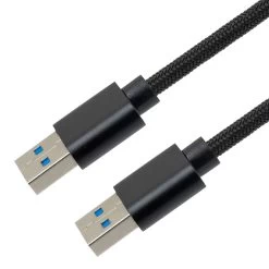 NavePoint USB A 3.0 Male To USB A 3.0 Male Cable, Aluminum Shell, Supports 5 Volts/2 Amps, 5 Gbps, Black Nylon Braid, 1M Length
