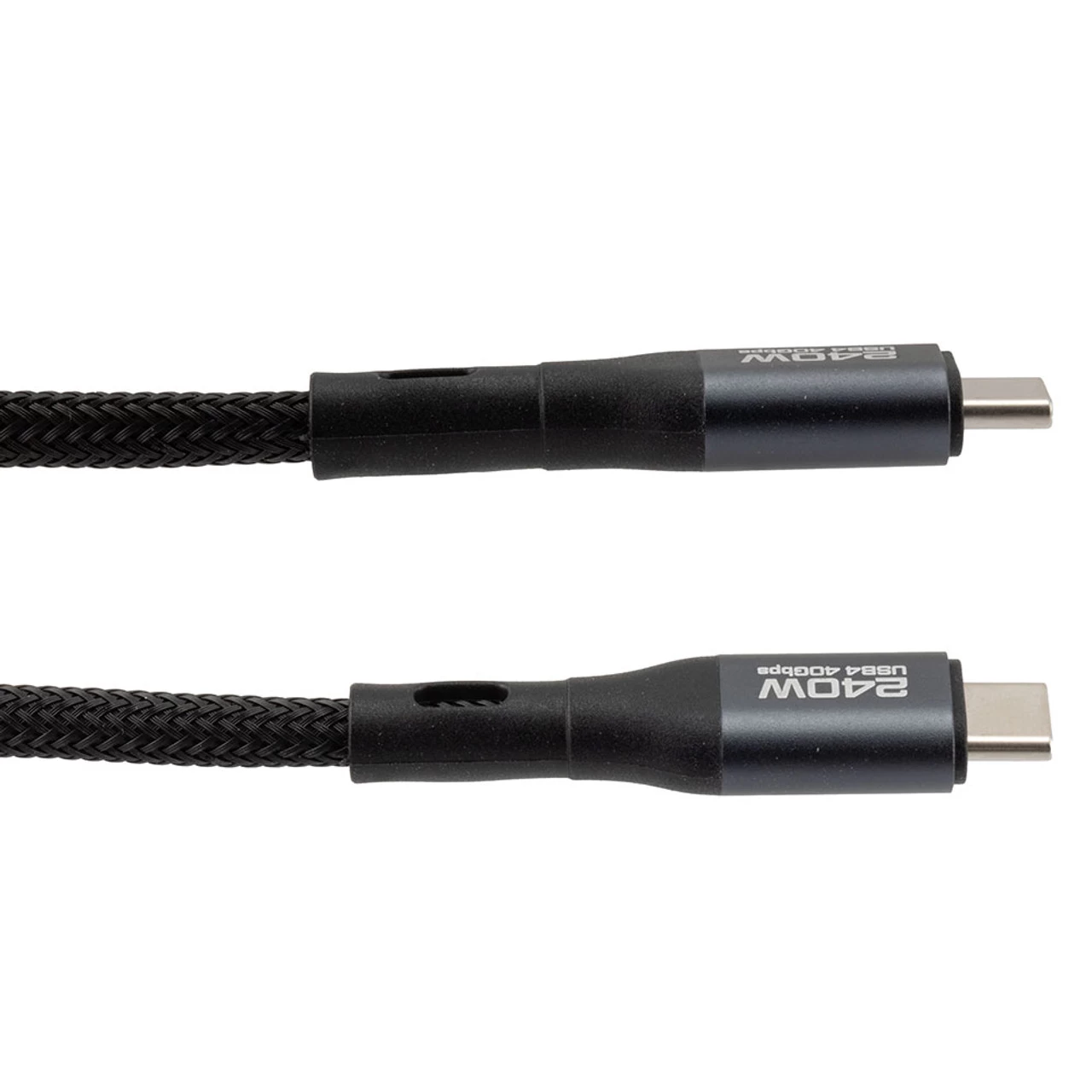 NavePoint USB C 4.0 Male To USB C 4.0 Male Cable, Metal, Supports 20 Volts/240 Watts, 40 Gbps, Black Nylon Braid, 1M Length 4 NavePoint USB C 4.0 Male To USB C 4.0 Male Cable, Metal, Supports 20 Volts/240 Watts, 40 Gbps, Black Nylon Braid, 1M Length - Image 2