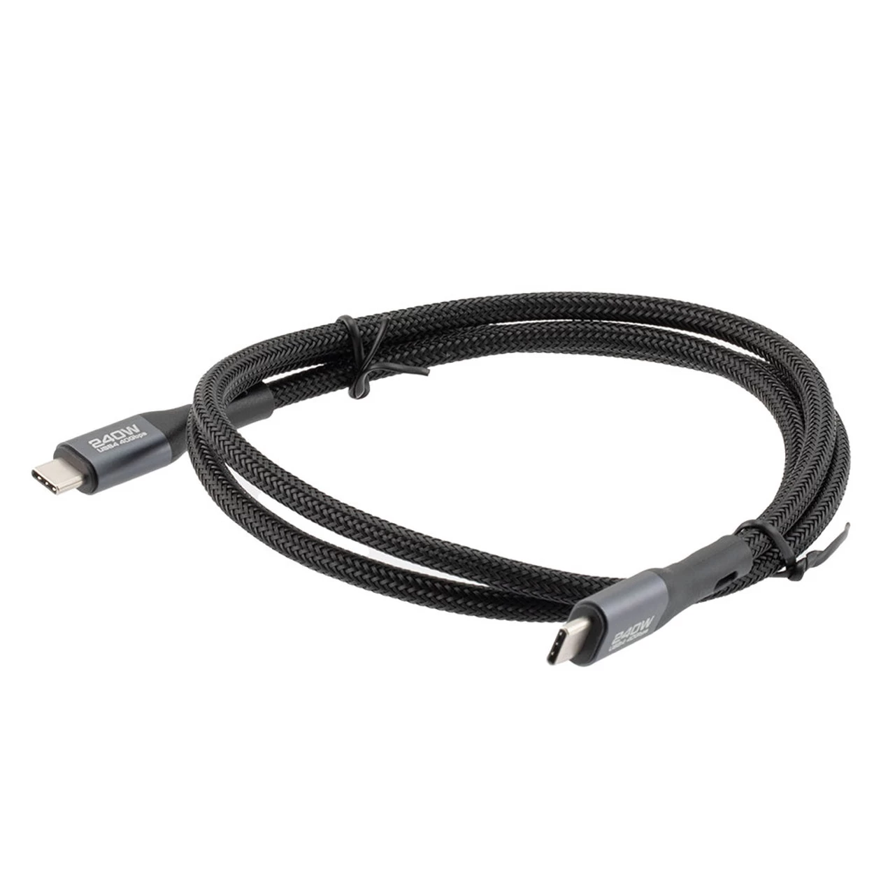 NavePoint USB C 4.0 Male To USB C 4.0 Male Cable, Metal, Supports 20 Volts/240 Watts, 40 Gbps, Black Nylon Braid, 1M Length 5 NavePoint USB C 4.0 Male To USB C 4.0 Male Cable, Metal, Supports 20 Volts/240 Watts, 40 Gbps, Black Nylon Braid, 1M Length - Image 3
