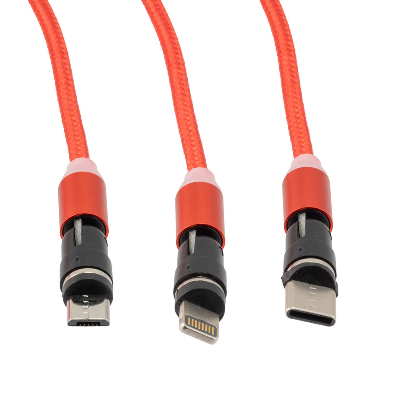 NavePoint USB 2.0 540-degree Rotating Head Smart Indicator Magnetic Cable, Red, USB A Male To Type C/Micro/Lightning Compatible Male, 2 Meter 5 NavePoint USB 2.0 540-degree Rotating Head Smart Indicator Magnetic Cable, Red, USB A Male To Type C/Micro/Lightning Compatible Male, 2 Meter - Image 3