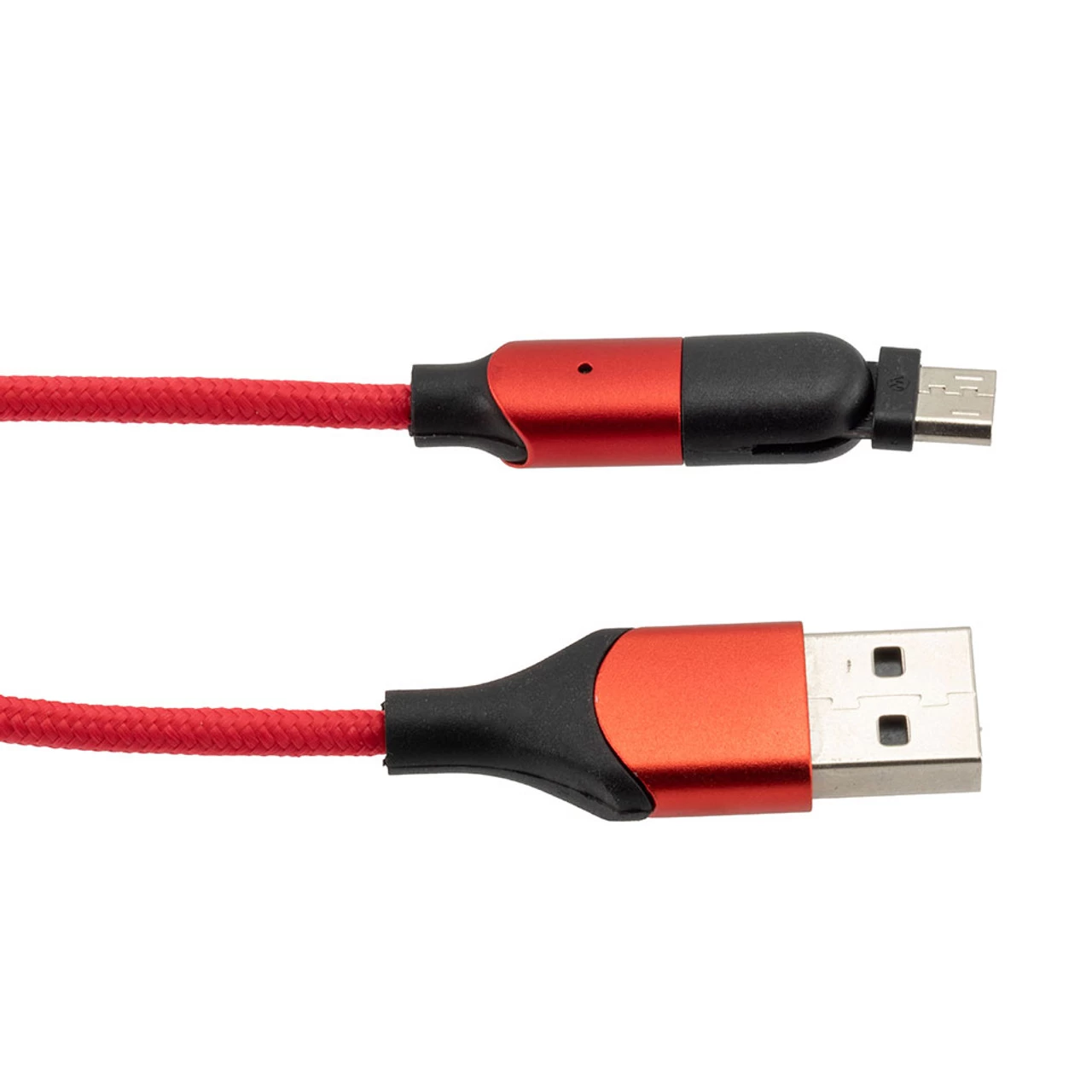 NavePoint USB 2.0 180-degree Rotating Head PVC Nylon Braided Cable, Red, USB A Male To USB Micro Male, 1 Meter 4 NavePoint USB 2.0 180-degree Rotating Head PVC Nylon Braided Cable, Red, USB A Male To USB Micro Male, 1 Meter - Image 2