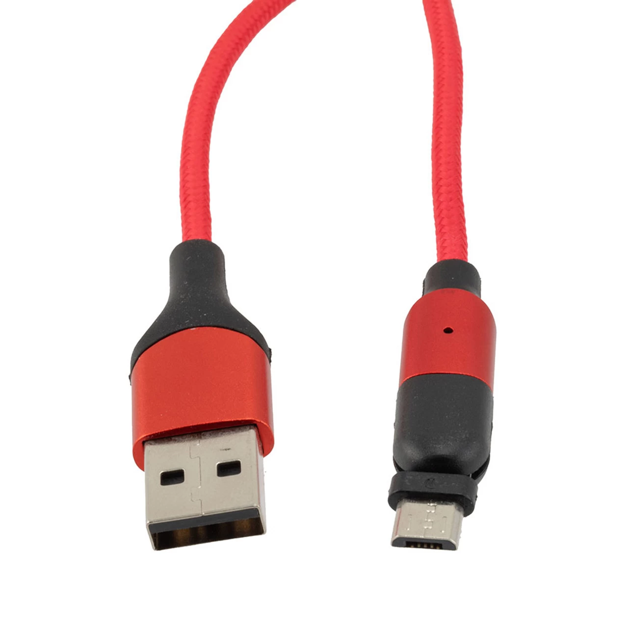 NavePoint USB 2.0 180-degree Rotating Head PVC Nylon Braided Cable, Red, USB A Male To USB Micro Male, 1 Meter 5 NavePoint USB 2.0 180-degree Rotating Head PVC Nylon Braided Cable, Red, USB A Male To USB Micro Male, 1 Meter - Image 3