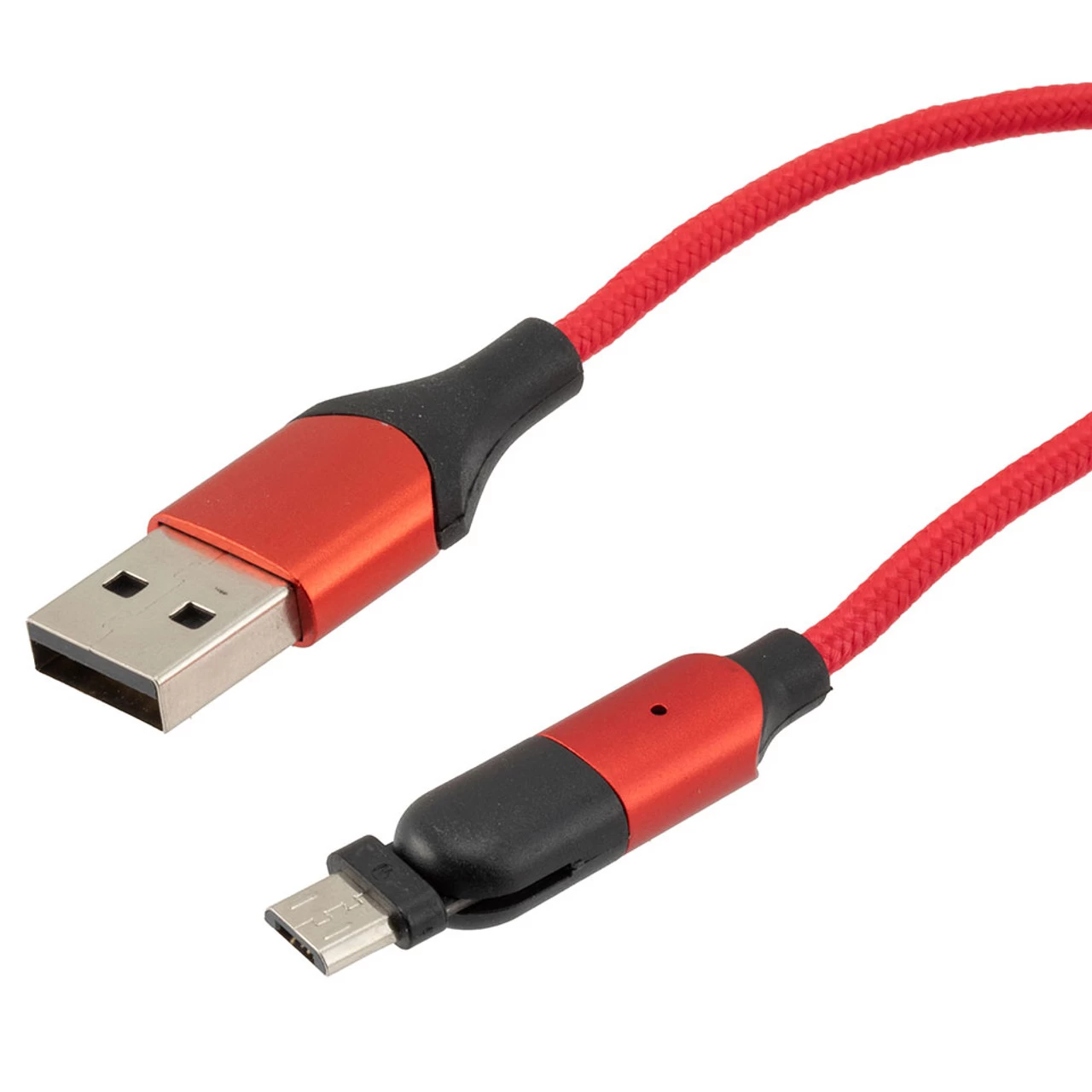 NavePoint USB 2.0 180-degree Rotating Head PVC Nylon Braided Cable, Red, USB A Male To USB Micro Male, 2 Meter 3 NavePoint USB 2.0 180-degree Rotating Head PVC Nylon Braided Cable, Red, USB A Male To USB Micro Male, 2 Meter