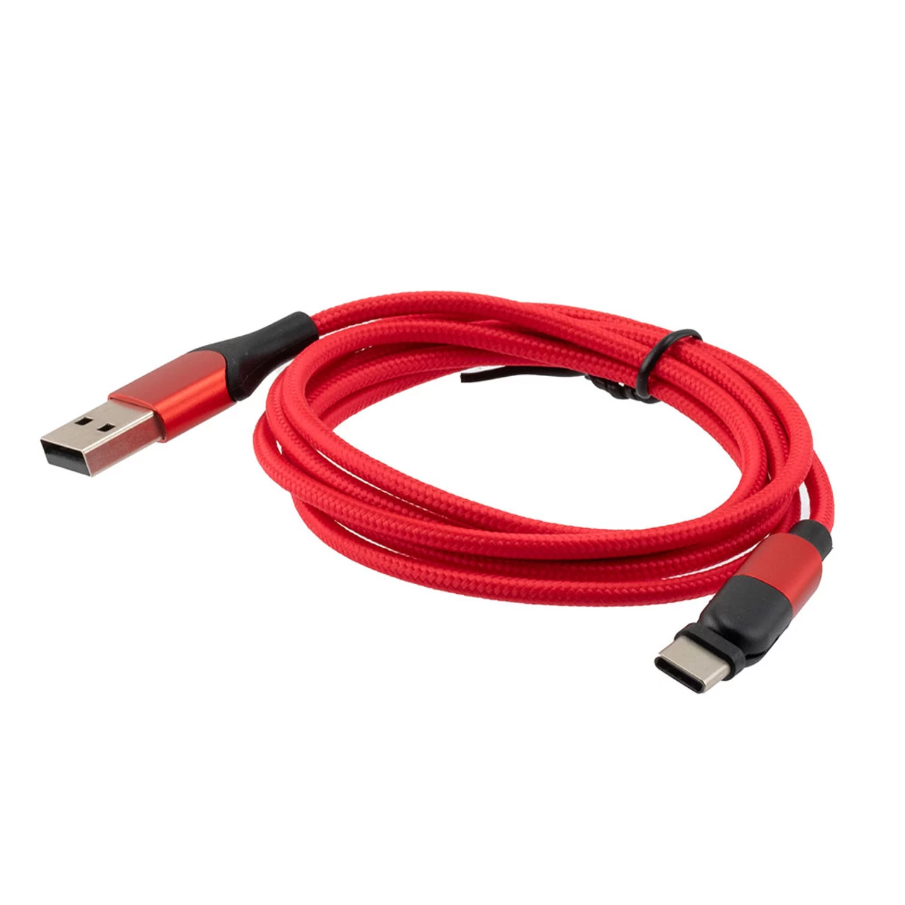 NavePoint USB 2.0 180-degree Rotating Head PVC Nylon Braided Cable, Red, USB A Male To USB C Micro Male, 2 Meter 6 NavePoint USB 2.0 180-degree Rotating Head PVC Nylon Braided Cable, Red, USB A Male To USB C Micro Male, 2 Meter - Image 4