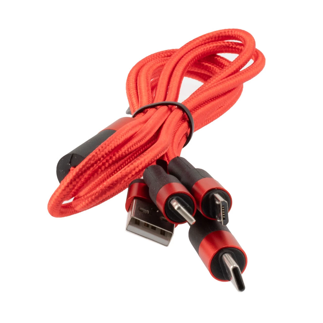 NavePoint USB 2.0 PVC Nylon Braided Cable, Red, USB A Male To Type C/Micro/Lightning Compatible, 1 Meter 7 NavePoint USB 2.0 PVC Nylon Braided Cable, Red, USB A Male To Type C/Micro/Lightning Compatible, 1 Meter - Image 5